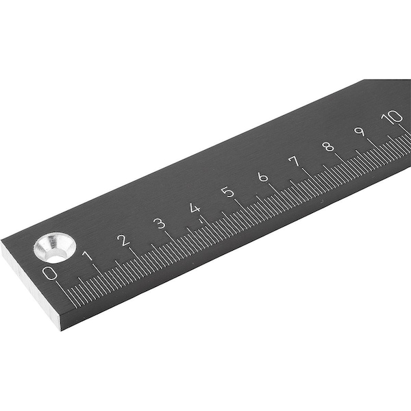 Scale Holes, Horizontal L=1000 30X6, T=1 Mm, Aluminum Blk , Zero Left, Scale Bottom